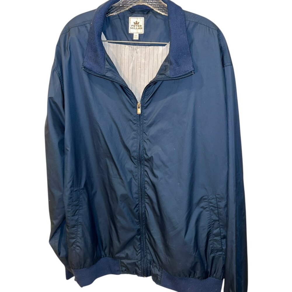 Peter Millar blue classic zip up windbreaker golf jacket XXL